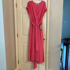 Elegant Pink Wrap Dress